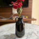 VIBHSA Ceramic Vase for Home Living Room Décor Ceramic Vase | 2 inch (Black)