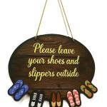 Please Remove Your Shoes Outside Door Hanging Sign Board for Home & Shop Entrance, Wall & Door Decor
