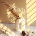 VIBHSA Inverted U Shape Ceramic Minimalist Aesthetic Flower Vase | Pampas Grass Vase | Home Decor Centrepiece Matte Finish, 10 inches (White)