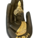 VIBHSA Golden Handcrafted Palm Buddha Idol for Home,Office and Gifts - Palm Buddha Hand Statues for Living Room