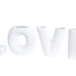 VIBHSA Love Ceramic Vase Set of 4,Modern Minimalist Vase,Flower Vases for Living Room Wedding Party Home Decor,Love Shape Style Vase Set,White Matte Vase (White)