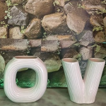 VIBHSA Love Ceramic Vase Set of 4,Modern Minimalist Vase,Flower Vases for Living Room Wedding Party Home Decor,Love Shape Style Vase Set,White Matte Vase (White)