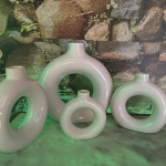 Vibhsa White Vase/Flower Vase/Pampas Grass Vase/Ceramic Vase/Round Shaped Vase/Home Decor Centrepiece/Decor Showpiece Donut Vase 4,5,6 & 8 Inches (Pack of 4)