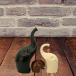 VIBHSA Matte Finish Ceramic Elephant Family Figurines Set of 3