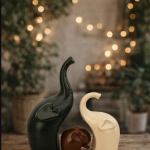 VIBHSA Matte Finish Ceramic Elephant Family Figurines Set of 3
