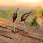 VIBHSA Wooden & Brass Saras Swan Crane Love Birds Showpiece