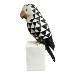 VIBHSA Cockatoo Symphony Geometric Resin Beauty Black & White Showpiece Decorative Showpiece