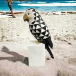 VIBHSA Cockatoo Symphony Geometric Resin Beauty Black & White Showpiece Decorative Showpiece