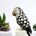 VIBHSA Cockatoo Symphony Geometric Resin Beauty Black & White Showpiece Decorative Showpiece