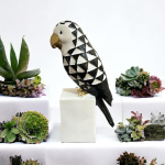 VIBHSA Cockatoo Symphony Geometric Resin Beauty Black & White Showpiece Decorative Showpiece