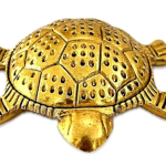 VIBHSA Metal Feng Shui Tortoise On Glass Plate Showpiece (Golden, Diameter: 5.5 Inch)