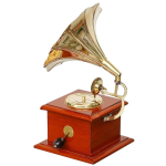 VIBHSA Brass Vintage Gramophone showpiece in Antique Gold Finish