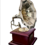 VIBHSA Brass Vintage Gramophone showpiece in Antique Gold Finish