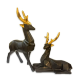 VIBHSA Resin Black Deer/Hiran Showpiece for Home & Office Decor Set of 2 Deer Different Size