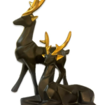 VIBHSA Resin Black Deer/Hiran Showpiece for Home & Office Decor Set of 2 Deer Different Size