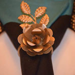 Vibhsa Flower Napkin Rings Set of 4 (Golden Rose)