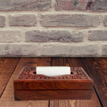 Vibhsa Wooden Tissue Box Holder Cover with Velvet Interior 8x5 inch Tissue Holder for Dinning Table Tissue Box