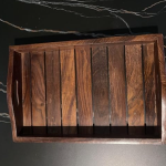 Vibhsa Wooden Serving Trays Unique Style with Round Handle Medium Size for Food