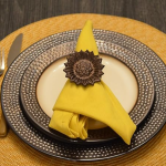 VIBHSA Flower Napkin Rings Set of 4 Handcrafted Wedding Décor (Copper Antique)