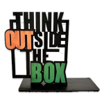 VIBHSA Wooden Think Outside The Box Quote showpiece Item for Study Table Book Shelf Home Decor Items