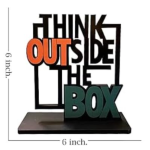 VIBHSA Wooden Think Outside The Box Quote showpiece Item for Study Table Book Shelf Home Decor Items