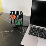 VIBHSA Wooden Think Outside The Box Quote showpiece Item for Study Table Book Shelf Home Decor Items