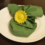 Flower Napkin Rings Set of 4 Handcrafted Décor (Yellow Antique)