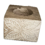 Tealight Candle Stand Handcrafted Wooden Diya Holder for Decorations