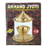 Vibhsa Brass Akhand Diya with Glass, Cotton Wick & Brass Cleaning Powder(5 Inches)