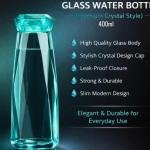 Diamond Glass Water Bottle, Bottles With Airtight Cap, Clear, Swing Top Flip Top Bottles For Fridge, Storage, Beverages, Smoothies, Soda, Juice, Water, Milk | 400 ml | pack of 1