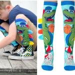 Dinosaur Socks, Coolest knee-High Dinosaurs Socks With Plush Spikes, Animal-theme, Soft Cotton, Sweat-Absorb, Comfortable, For Kids