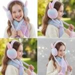 Barbar Kharido Girls Moving Earmuffs with Jumping Bunny Ears & Sound | Soft Faux Fur Winter Ear Warmers for Kids & Women | Cute Warm Headband for Cold Weather - Pack of 1 Multicolour