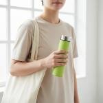 BARBAR KAHRIDO 500ML HEAVY QUALITY SILICONE GLASS WATER BOTTLE WITH STAINLESS STEEL LID COVER PACK OF 1 (GREEN COLOUR)