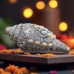 BarBar Kharido Decorative Lord Ganesh Shank, Silver -Toned, Conch Shell for Wealth, Prosperity and Good Luck Intricate Design, 12 (5") cm x 6 cm