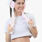 Barbar Kharido Girls Moving Earmuffs with Jumping Bunny Ears & Sound | Soft Faux Fur Winter Ear Warmers for Kids & Women | Cute Warm Headband for Cold Weather - Pack of 1 Multicolour