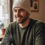 Woolen Blend Embroidered Winter Caps Warm Knit Hats for Women & Men, Skull Cap Winter Accessory Head Wear Beanie Hats Double Protection Layer White Color