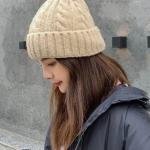 Woolen Blend Embroidered Winter Caps Warm Knit Hats for Women & Men, Skull Cap Winter Accessory Head Wear Beanie Hats Double Protection Layer White Color