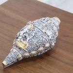 BarBar Kharido Decorative Lord Ganesh Shank, Silver -Toned, Conch Shell for Wealth, Prosperity and Good Luck Intricate Design, 12 (5") cm x 6 cm