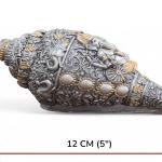 BarBar Kharido Decorative Lord Ganesh Shank, Silver -Toned, Conch Shell for Wealth, Prosperity and Good Luck Intricate Design, 12 (5") cm x 6 cm