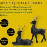 BARBAR KHARIDO Elegant Deer Showpiece Pair for Home & Office Handcrafted Matte Finish with Golden Antlers Modern Decorative Figurines for Living Room Décor (Black Gold)