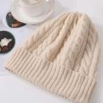 Woolen Blend Embroidered Winter Caps Warm Knit Hats for Women & Men, Skull Cap Winter Accessory Head Wear Beanie Hats Double Protection Layer White Color