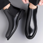 WUGO::Latest Stylish Men's Black Chelsea Boots | Faux Leather Slip-On Ankle Boots | Comfortable Casual & Formal Footwear for Men & Boys
