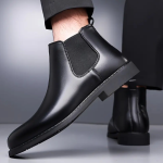 WUGO::Latest Stylish Men's Black Chelsea Boots | Faux Leather Slip-On Ankle Boots | Comfortable Casual & Formal Footwear for Men & Boys