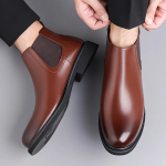 WUGO::Latest  Trendy Men’s Brown Chelsea Boots | Premium Faux Leather Ankle Boots | Comfortable Slip-On Footwear for Men's & Boys