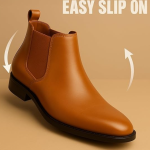 WUGO::Latest Trendy Men’s Tan Chelsea Boots | Premium Faux Leather Ankle Boots | Comfortable Slip-On Footwear for Men's & Boys