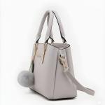 Premium Quality Women’s Stylish Handbag | Elegant PU Leather Shoulder & Tote Bag for Ladies | Spacious Multi-Compartment Design with Golden Hardware & Fur Ball Charm