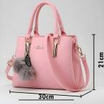 Premium Quality Women’s Stylish Handbag | Elegant PU Leather Shoulder & Tote Bag for Ladies | Spacious Multi-Compartment Design with Golden Hardware & Fur Ball Charm