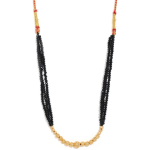 Traditional Black Beads Thusi Mangalsutra Necklace with Gold-Tone Accents