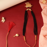 Traditional Black Beads Tulsi Mangalsutra with Gold Pendant