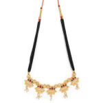 Gold-Plated Traditional Indian Mangalsutra Necklace Featuring Black Beads And  Adjustable Closure